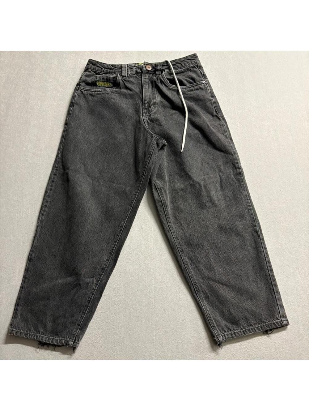 Grip Rap Jeans Womens 28 Black Denim Wide Leg Baggy Skate Y2K Grunge